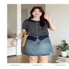 Plus Size Women's Summer Knitted Short-Sleeve Sweater Fits 88-331 lb