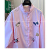Plus Size Women's Spring Summer Embroidered Long-Sleeve Shirt Fits 331 lb