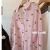Plus Size Women's Summer New-Style Printed Chiffon Long-Sleeve Relaxed Fit Blouse Fits 331 lb