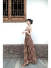 Withered Wood Smoke Field Skirt New Chinese Style Shibori Wabi-Sabi Original Waist Tie Backless Halter Maxi Dress