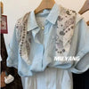 Plus Size Women's Summer Elegant Casual Short-Sleeve Relaxed Fit Shirt Fits 220-331 lb