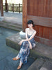 Xiangyunsha Butterfly Skirt Misty Blue-Gray Chinese Style Gradient Cold Feeling Mesh Halter Dress Long Gown