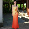 Sunset Dirty Orange Skirt Hanxia Beach Flower Gradient Mermaid Vacation Strap Dress