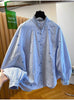 Plus Size Fashionable New-Style Embroidered Long-Sleeve Shirt Fits 331 lb