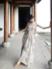 Clear and Cold Tea Dyed Skirt Cotton Linen Tie-Dye Retro New Chinese Style Halter V-Neck Original Maxi Dress