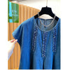Plus Size Women's New-Style Casual Denim Short-Sleeve Relaxed Fit Shirt Fits 331 lb