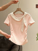 Plus Size Women's Summer Casual Bow Short-Sleeve T-Shirt Fits 331 lb