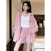Plus Size Women's Summer Fashionable Long-Sleeve Relaxed Fit Two-Piece Set