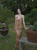 Mo Riyecha Skirt Hong Kong Style Retro Hollow Leopard Print New Chinese Vacation Halter Backless Set