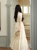 Beauty Law Heavy-duty Lace Patchwork Handmade Flower Waist-cinching Holiday Multi-tier Ruffle Date Dress