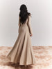 Ballet Teacher Detachable Scarf Pearl Button V-neck Dress Elegant Temperament Slim Fit