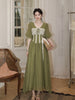 Summer Moss Linen and Lace Delicate Fresh and Gentle Design Dress