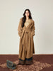 And Thin-Waisted Woolen Three-Color Overcoat with Large Hat and Shawl-Like Robe Coat