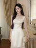 Baroque Acetate Textured Lace Spliced Charming and Elegant Flowy Dress
