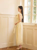 Wannida Ruffled Yellow Blossom Skirt with Wrinkled Surface Dress