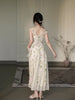 Antique Garden Elegant Retro Floral Flower Print French Dress 2