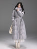 Lily Customized Lace Waist-Cinching White Duck Down Long Puffer Jacket