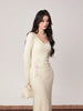 Waist Floral Fish Tail Knitted Hand-Painted Print Elegant Versatile Soft Inner Dress Gown