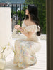 Understanding Flower Gentle Ambience Positioning Embroidery Waist-Cinching Strap Twist Knot Dress