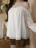 Linen Handmade Beaded Elegant and Chic Long-Sleeve Cami Top for a Date Day