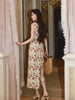 Bicheng Chun Qu All-Cotton New Chinese Style Heavy 3D Embroidery CrÃªpe Acetate Ruched Spliced Dress