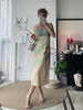 Sunset Oil Painting Skirt New Chinese Style Cheongsam Slit Deconstructed Irregular Tie Backless Dress
