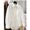 Plus Size Women's Embroidered Long-Sleeve Relaxed Fit Shirt Fits 331 lb