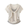 Plus Size Patchwork Pleated Short-Sleeve T-Shirt Fits 331 lb