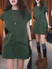 Plus Size Women's Summer New-Style Casual Short-Sleeve Relaxed Fit Two-Piece Set Fits 331 lb
