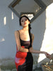 Dark Night Crimson Skirt Red Rhythm Exquisite Dream Retro Floral New Chinese Style Halter Dress