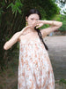 Jinyue Youxian Qun Floral Print Swing Dress Holiday Style Oil Painting Cami Sleeveless Maxi