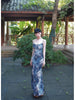 Xiangyunsha Butterfly Skirt Misty Blue-Gray Chinese Style Gradient Cold Feeling Mesh Halter Dress Long Gown