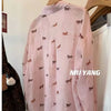 Plus Size Women's Summer New-Style Printed Chiffon Long-Sleeve Relaxed Fit Blouse Fits 331 lb