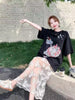 Plus Size Women's New-Style Lace Embroidered Printed Relaxed Fit Two-Piece Set