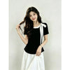 Plus Size Women's Summer French-Style Bow Short-Sleeve T-Shirt