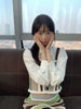 Xiao Juchuan Chestnut/Green Field Set Color-Blocked Retro Irregular Knit Sweater and Skirt