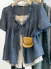 Plus Size Women's Summer French-Style Elegant Puff-Sleeve Shirt