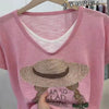Plus Size Women's Summer New-Style Knitted Short-Sleeve Relaxed Fit Sweater Fits 331 lb