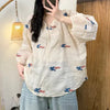 Plus Size Summer Casual Embroidered Shirt Fits 331 lb