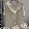 Plus Size Summer New-Style Lace Design Patchwork Short-Sleeve Relaxed Fit T-Shirt Fits 220-331 lb