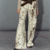 Leopard Print Patchwork Wide Leg Jeans Casual Pants