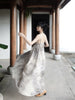 Clear and Cold Tea Dyed Skirt Cotton Linen Tie-Dye Retro New Chinese Style Halter V-Neck Original Maxi Dress