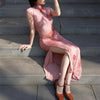 Crimson Smoke Embellished Jade Skirt Pink and Black Beauty Classical New Chinese Style Elegant Retro Slim Strapless Dress
