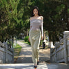 Yanzhu Yaoguang Skirt Light Moonlight Cool Classical New Chinese Style Retro Mesh One-Shoulder Dress