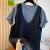 Plus Size Women's Summer Casual Lace Patchwork Short-Sleeve T-Shirt Fits 331 lb