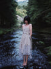 Tie-dye Ink Painting Skirt Irregular Strap Distressed Cotton Linen Patchwork Half Dress Convertible