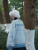 Fairy Light Blue Dress Sweet Retro Soft Handmade Crocheted New Chinese Style Forest Lazy Sweater