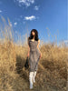 Ash Grey Wrapped Rope Skirt New Chinese Style Lotus Leaf Edge Tied Cool Spliced Slit Strap Dress