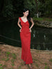 Yan Zhi Hong Xiqu Dress New Chinese Style Retro Floral Advanced Fairy Hepburn Vacation Waist Cinching
