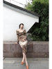 Antique Scented Skirt Floral Retro Elegant One-Shoulder New Chinese Style Fitted Long Dress